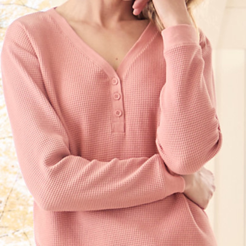 Garnet Hill Womens Waffle Knit Pullover Sz S EUC